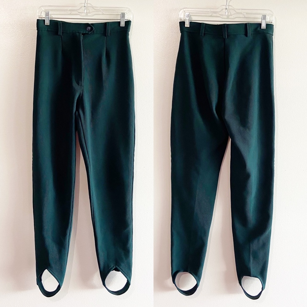 Gantos Hunter Green Ribbed High Waist Stirrup Pants